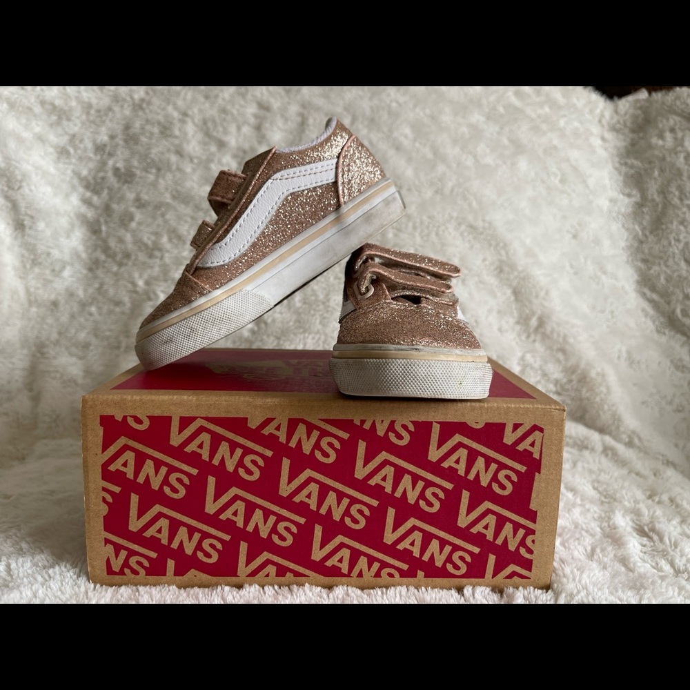 Sparkly Old School Strap Vans